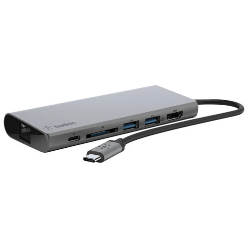 Concentrateur multimédia 6-en-1 à ports USB-C de Belkin (F4U092BTSGY)