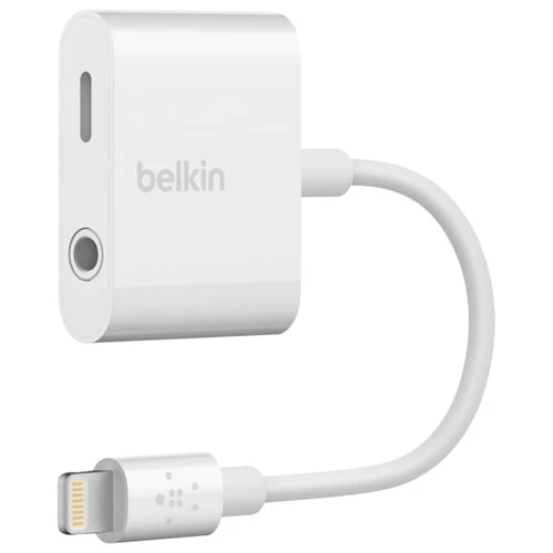 Adaptateur Lightning vers 3,5 mm/Lightning Audio + Charge RockStar de Belkin - Blanc