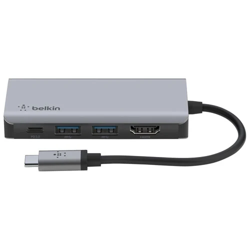 Concentrateur USB-C 4-en-1 CONNECT de Belkin avec Power Delivery (AVC006BTSGY)