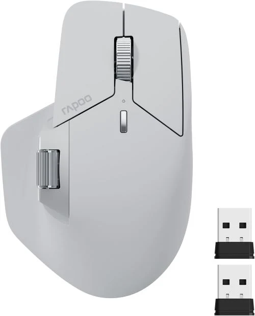 Rapoo MT760 Souris Bluetooth sans fil – Bluetooth 5.0/2,4 GHz Connexion multi-mode Souris d'ordinateur multi-appareils, technologie informatique M+ Cross, 11 boutons programmables
