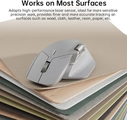 Rapoo MT760 Souris Bluetooth sans fil – Bluetooth 5.0/2,4 GHz Connexion multi-mode Souris d'ordinateur multi-appareils, technologie informatique M+ Cross, 11 boutons programmables
