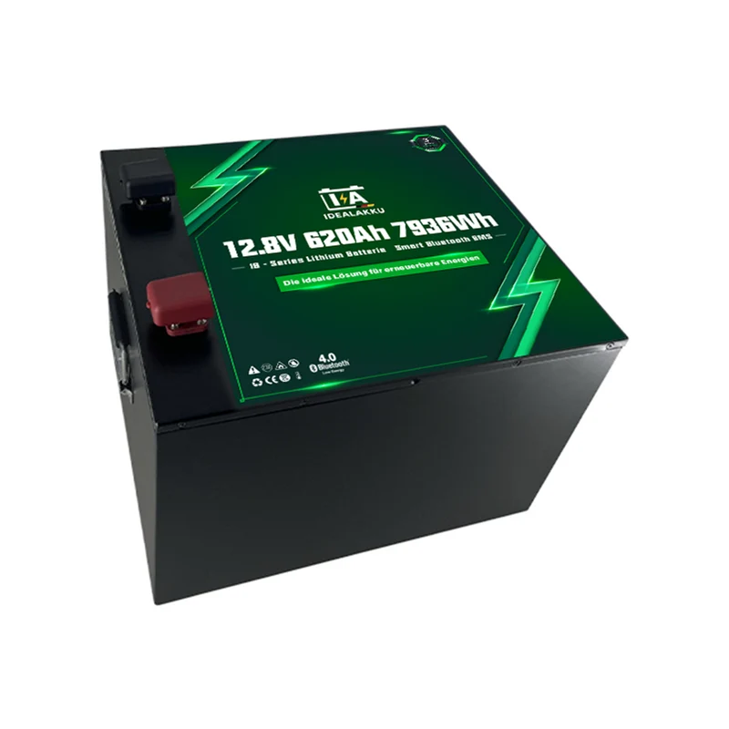 Batterie Lithium LiFePO4 12.8V 620Ah 7936Wh – IDEALAKKU IB-12-620 avec BMS Bluetooth – Remplacement Gel AGM