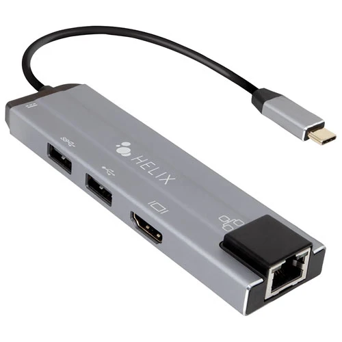 Concentrateur 6-en-1 USB-C à HDMI/USB-C/USB-A/LAN de Helix (ETHHUB7) -boite ouvert