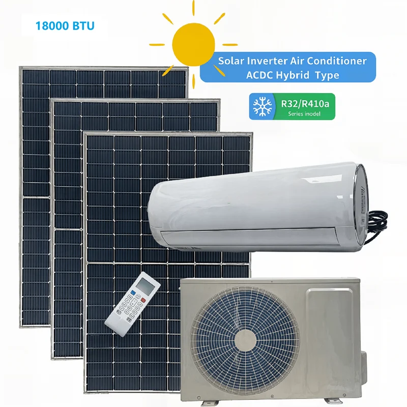 Climatiseur solaire 18000 XNUMX BTU – Système de refroidissement hybride hors réseau