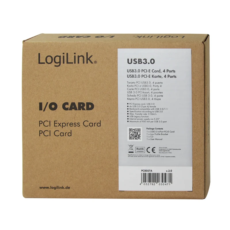 LogiLink PC0057A Carte Adaptateur Interne USB 3.2 Gen 1 (3.1 Gen 1) PCIe