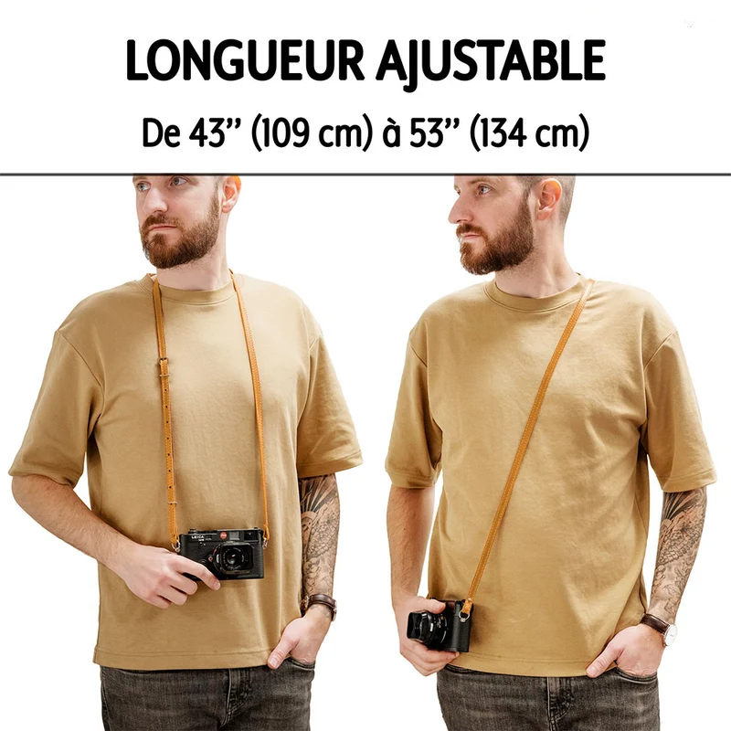 Courroie F5.6 43’’ à 53'' (Cuir Tan)