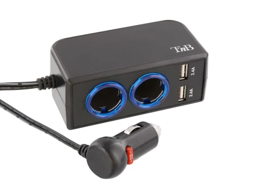 Chargeur allume-cigare 2XUSB-A 24W + 2 prises allume-cigare