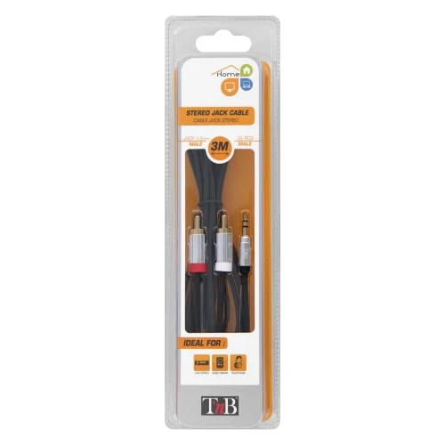 Câble jack 3,5mm mâle / 2 RCA mâle 3m connecteur or