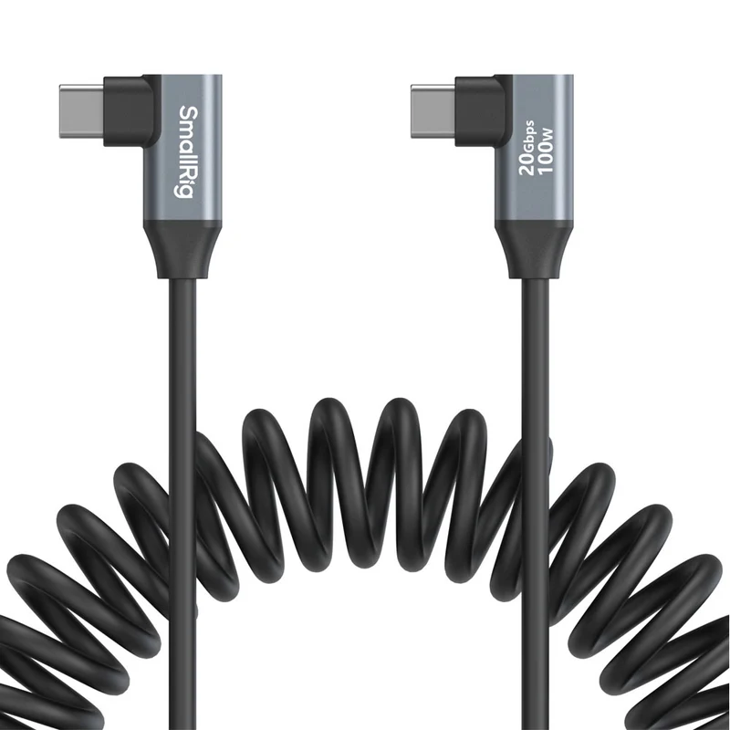 Câble Enroulé USB-C Angle-Droit à Angle-Droit