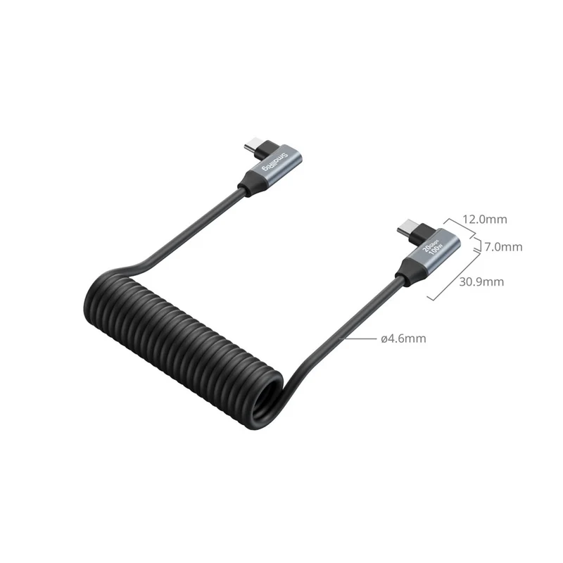 Câble Enroulé USB-C Angle-Droit à Angle-Droit