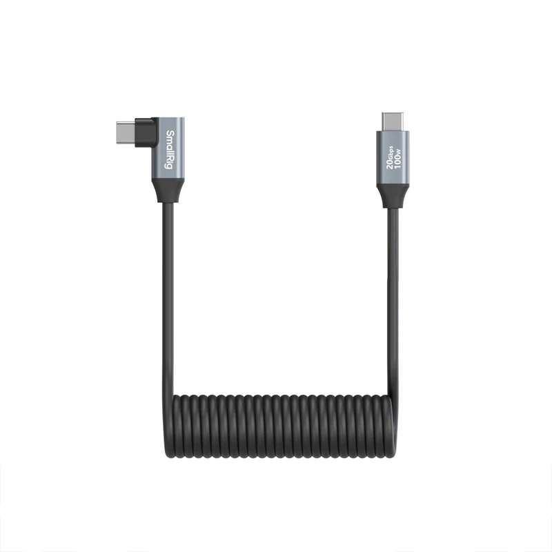 Câble Enroulé USB-C Droit à Angle-Droit
