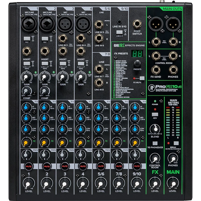 Mélangeur Professionnel de 10 Canaux avec USB - ProFX10v3