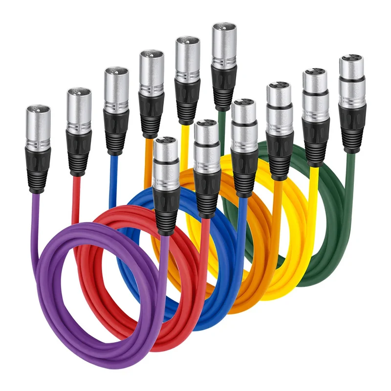 Ensemble de Câbles XLR Couleurs 1m (Paquet de 6)
