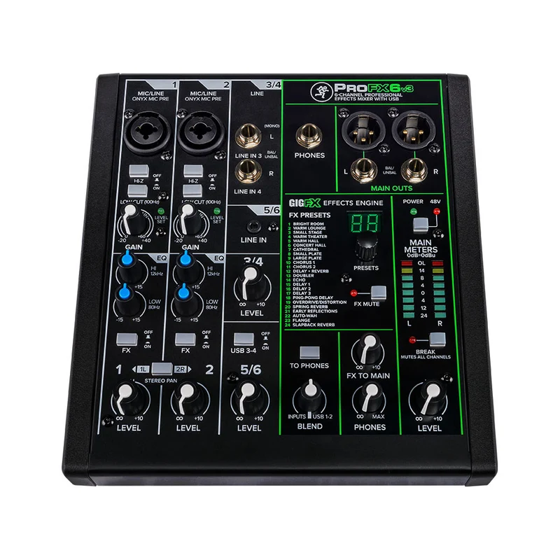 Mélangeur Professionnel de 6 Canaux avec USB - ProFX6v3