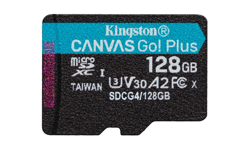 Kingston Technology Carte microSDXC Canvas Go Plus Gen4 200 Mo/s A2 U3 V30 128 Go + adaptateur