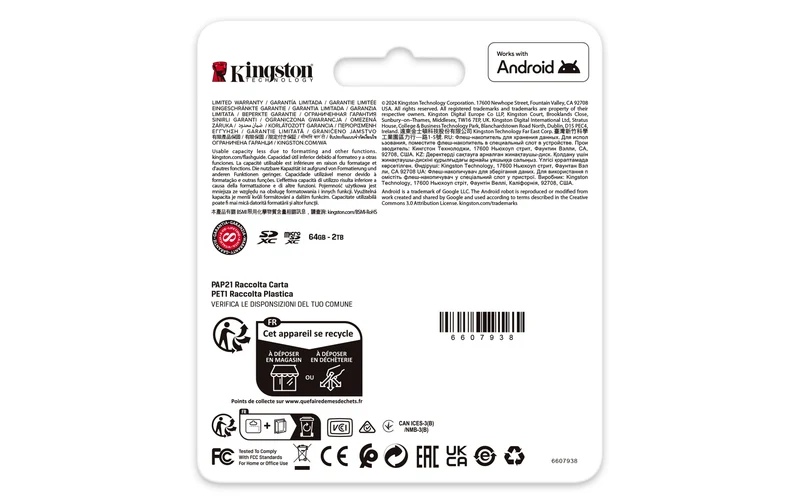Kingston Technology Carte microSDXC Canvas Go Plus Gen4 200 Mo/s A2 U3 V30 128 Go + adaptateur