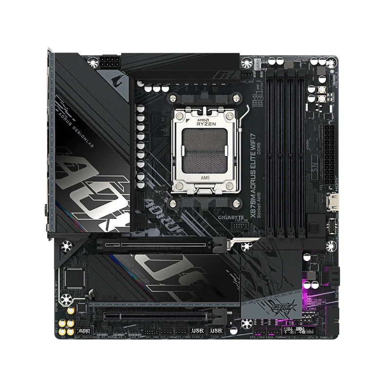 GIGABYTE X870M AORUS ELITE WIFI7 Carte Mère – Compatible avec les processeurs AMD Ryzen 9000, VRM numérique 14+2+2 phases, jusqu'à 8200 MHz DDR5 (OC), 1 x PCIe 5.0 + 1 x PCIe 4.0, Wi-Fi 7, LAN 2.5 GbE, USB 4
