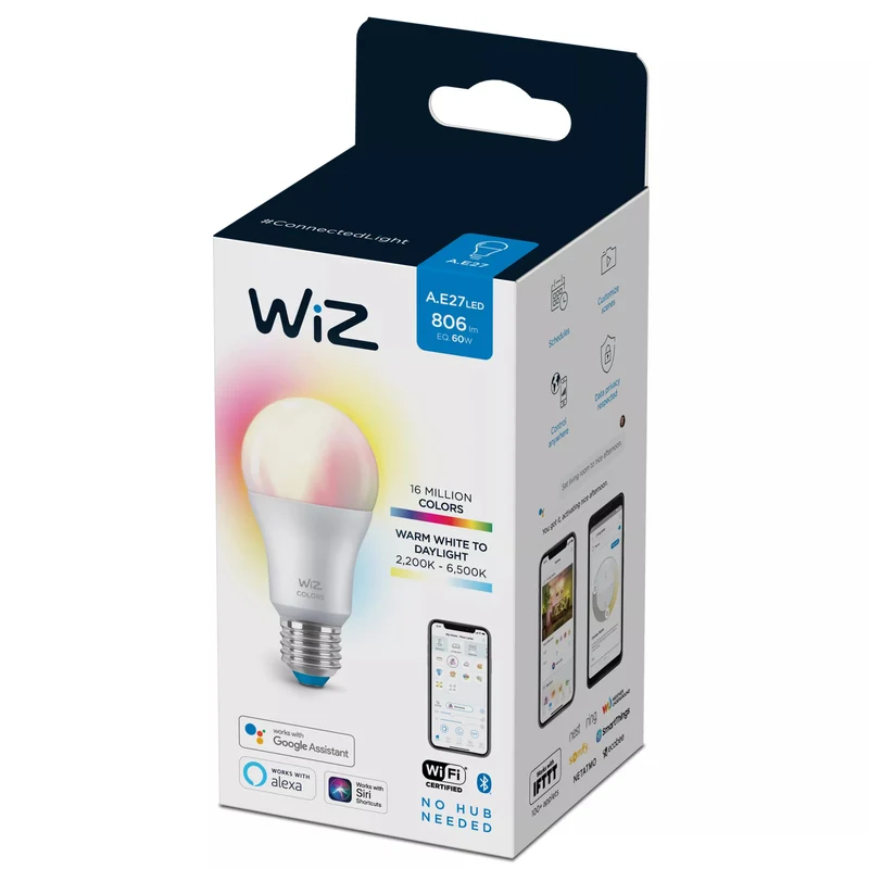 WiZ Ampoule Intelligente Multicolore 8W (éq. 60W) A60 E27