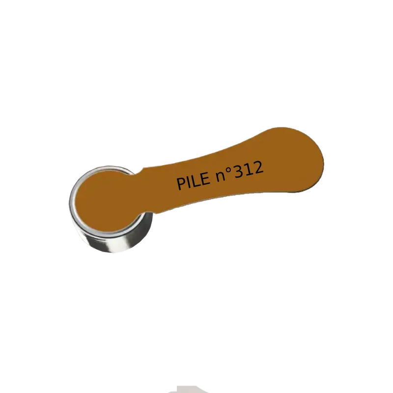 Piles Auditives Zinc Air 312 / PR41 – Plaquette Marron (6 pièces)