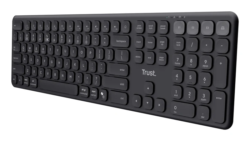 Trust Vaiya Clavier Sans Fil RF et Bluetooth QWERTZ Allemand, Noir