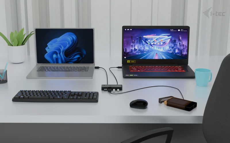 i-tec Hub KVM Universel 2x USB-C et 2x USB-A 3.0