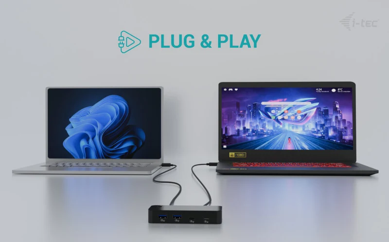i-tec Hub KVM Universel 2x USB-C et 2x USB-A 3.0