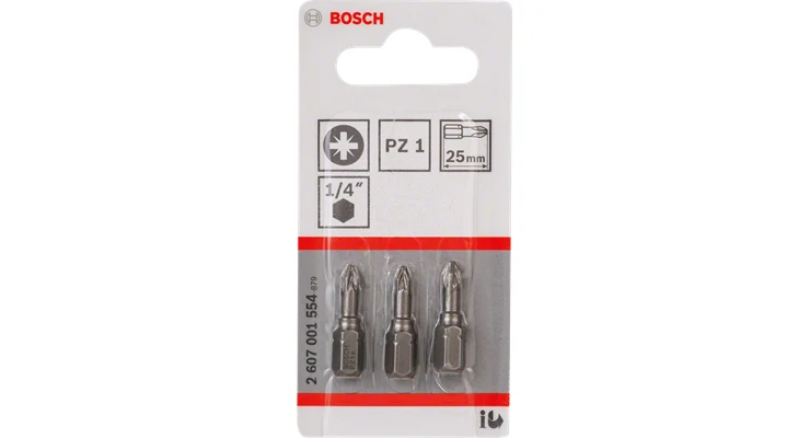 Bosch Embouts de Vissage Qualité Extra-Dure PZ2, 25 mm, Lot de 3