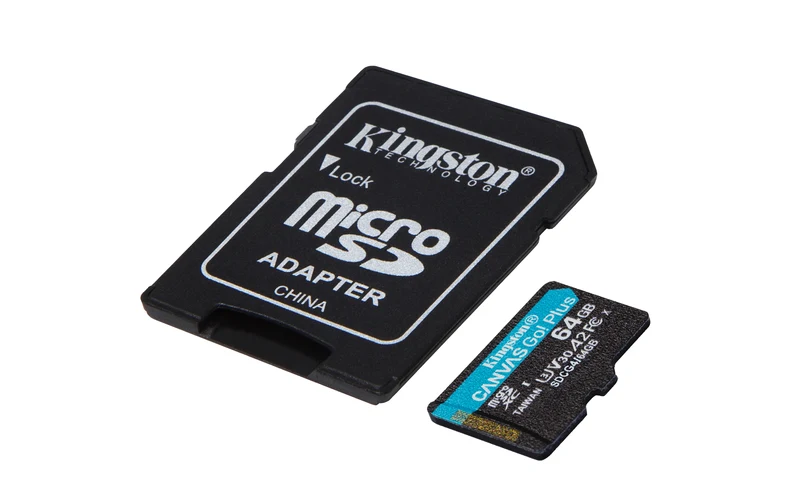 Kingston Technology Carte microSDXC Canvas Go Plus Gen4 64 Go, 200 Mo/s, A2 U3 V30 avec Adaptateur