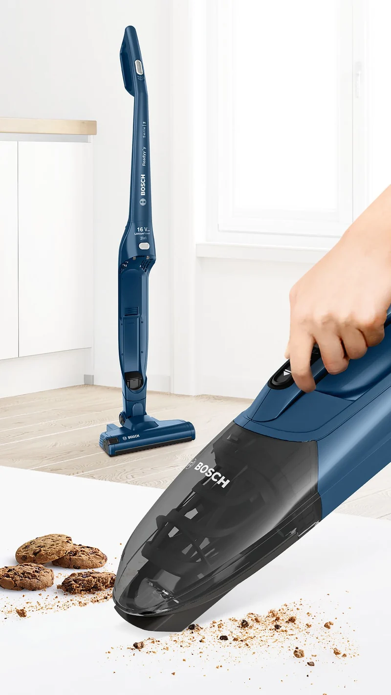 Bosch Serie 2 BBHF216 Aspirateur Balai 2 en 1 Sans Sac, Batterie Li-Ion 14,4V, Bleu