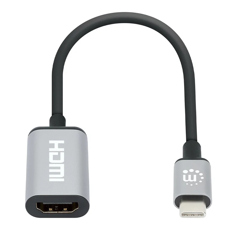 Manhattan 153706 Adaptateur Câble USB Type-C vers HDMI Type A, 0,15 m, Noir et Argent