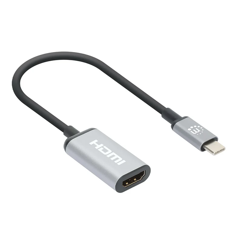 Manhattan 153706 Adaptateur Câble USB Type-C vers HDMI Type A, 0,15 m, Noir et Argent