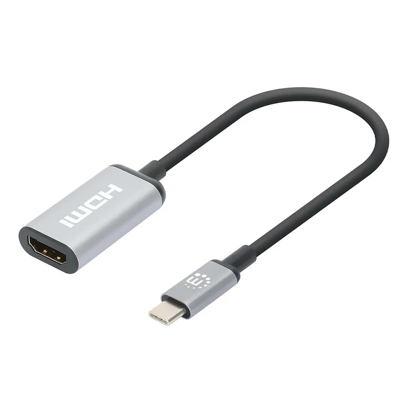 Manhattan 153706 Adaptateur Câble USB Type-C vers HDMI Type A, 0,15 m, Noir et Argent