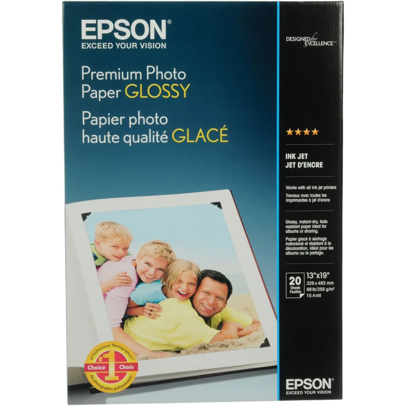 Papier EpsongGlacé de qualité supérieure 20 feuilles 13 x 19