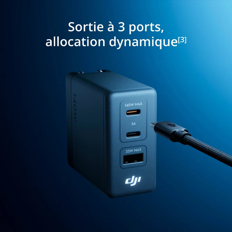 Chargeur 140W GaN avec Câble USB-C 7A avec affichage numérique 1m