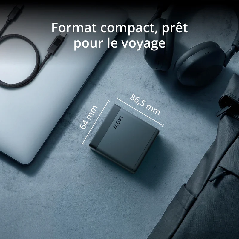 Chargeur 140W GaN avec Câble USB-C 7A avec affichage numérique 1m