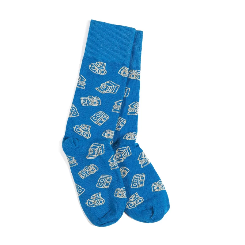 Bas Motif appareil photo (Bleu)