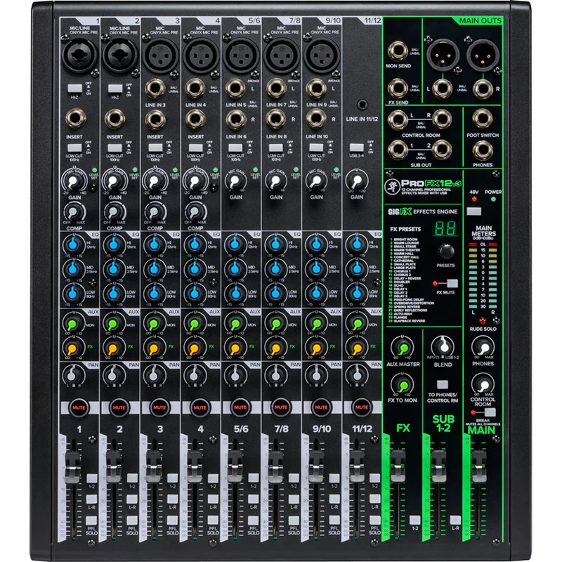 Mélangeur Professionnel de 12 Canaux avec USB - ProFX12v3