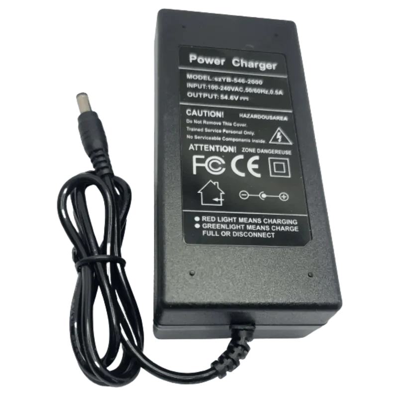 Chargeur 54.6V 2A fiche D 6.3×3mm pour batterie 48V