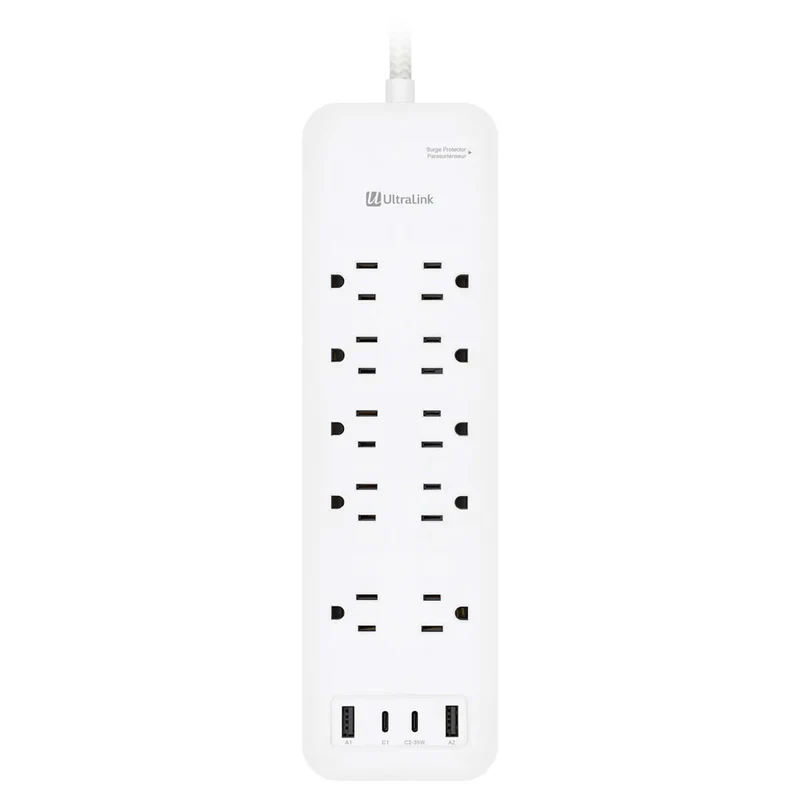Multiprise avec 10 Prises AC, 2 USB-A et 2 USB-C 6PI