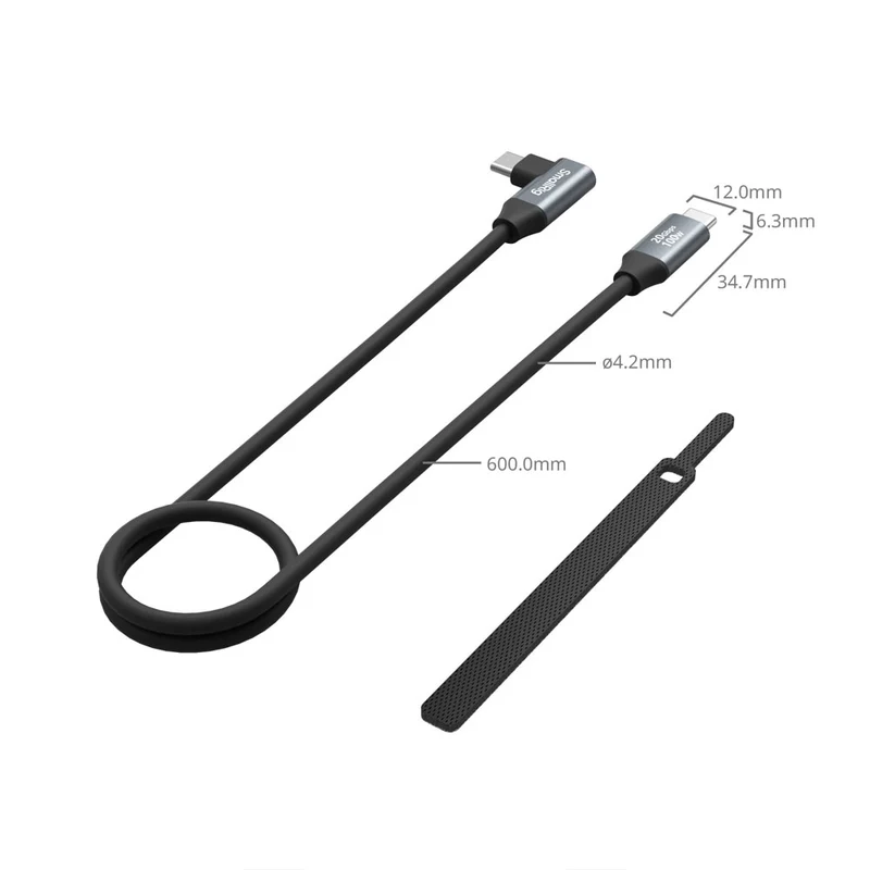 Câble de données USB-C vers USB-C Droit à Angle-Droit 60cm