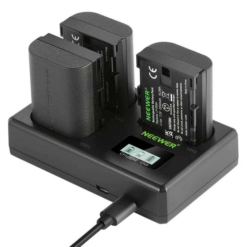 Ensemble de 3 piles LP-E6NH avec Chargeur Triple