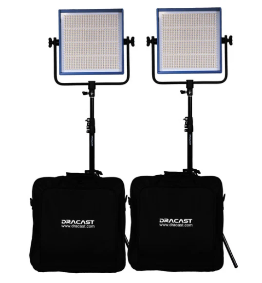 Dracast LED1000 Pro Ensemble de 2 Lumières Bicolores LED avec Monture V pour Pile et Trépieds (3200K - 5600K)