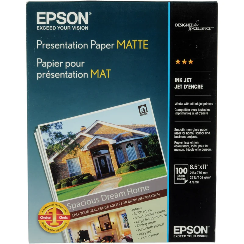 Papier pour Présentation Mat 8.5x11po (100 Feuilles)