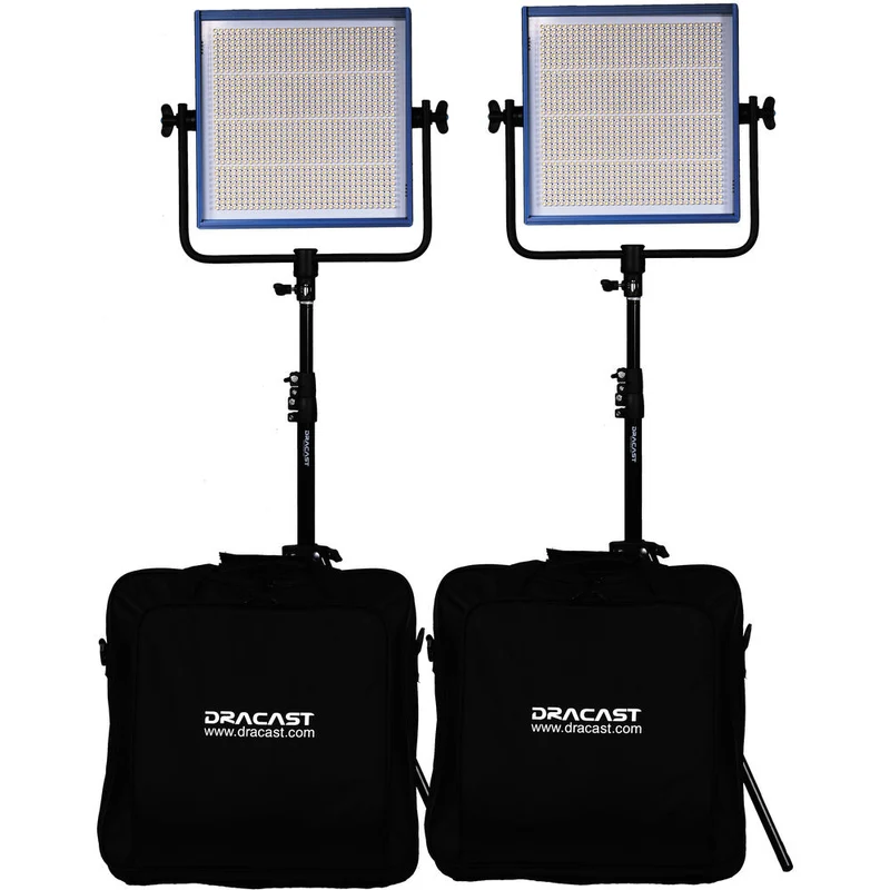 Dracast LED1000 Plus Ensemble de 2 Lumières Bicolores LED avec Monture V/Gold pour Pile et Trépieds (3200K - 5600K)