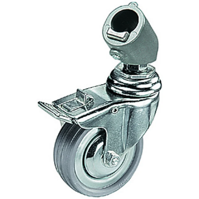 Roulettes 75mm avec Freins pour les Diamètres de Jambe de 22 mm (Paquet de 3)