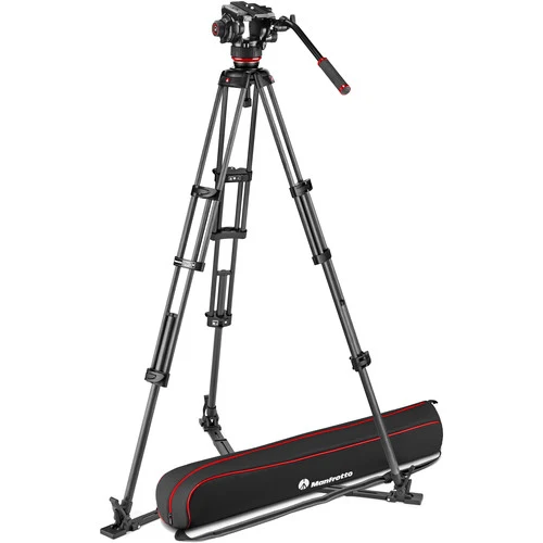 Trépied à Double Tube en Carbone avec Tête Vidéo Fluide 504X, Entretoise au sol