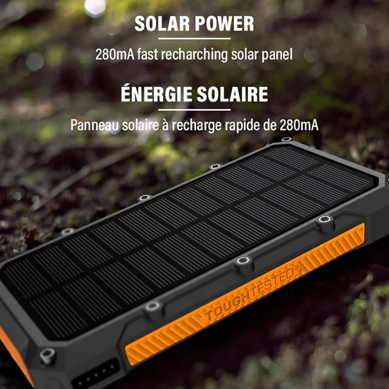 Chargeur Portable/Sans-fil avec Panneau Solaire 16000 mAh