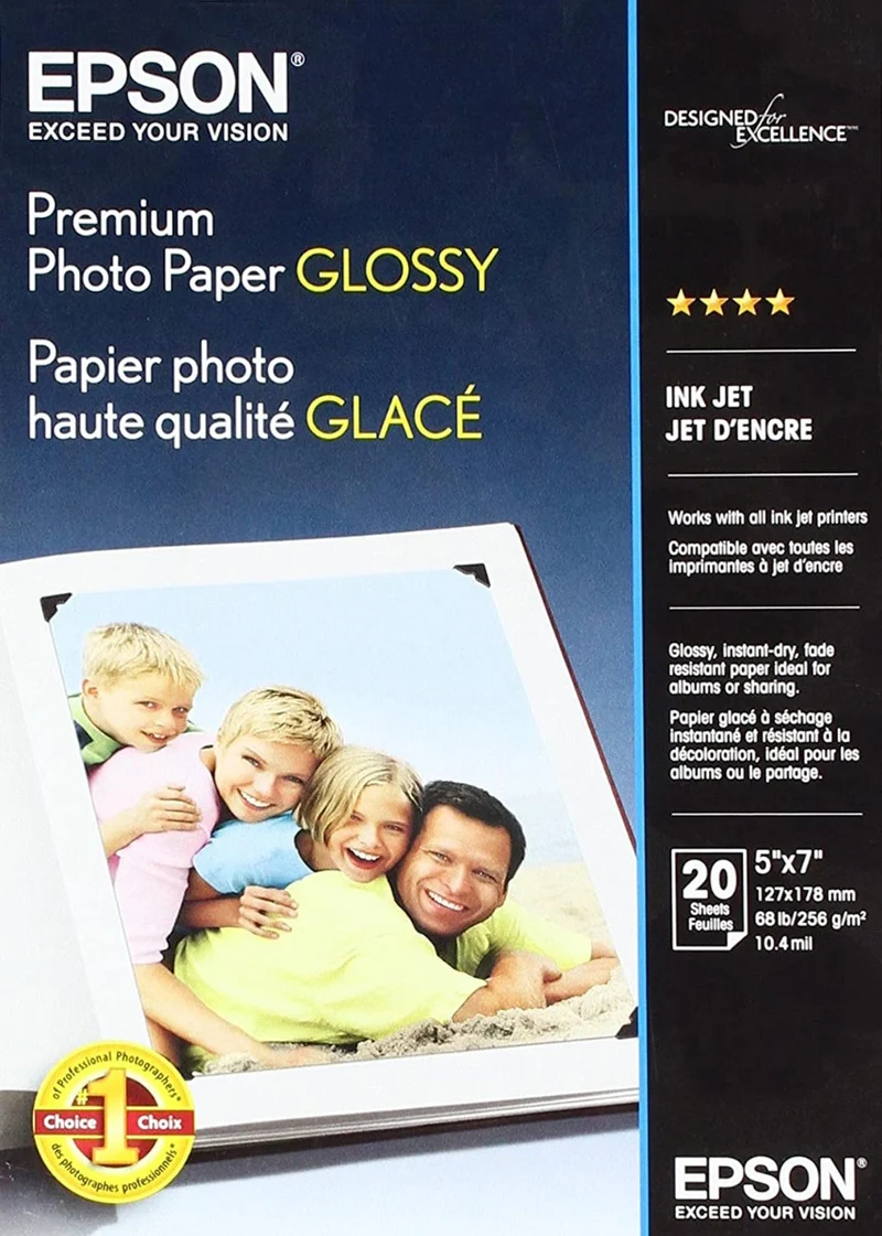 Papier Photo Haute Qualité Glacé 5x7po (20 Feuilles)