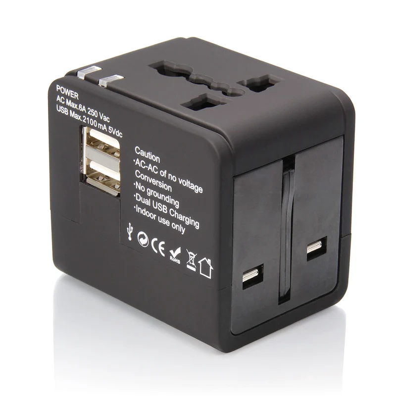 Adaptateur tout-en-un de voyage avec 2x USB